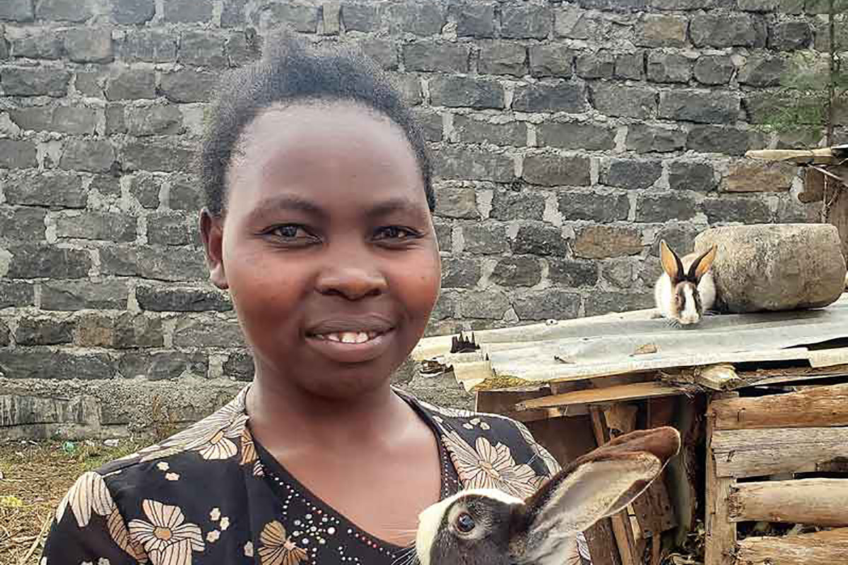 Martha and her bunny business, started with lump sum from savings group