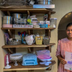 woman with supplies purchased for cake business