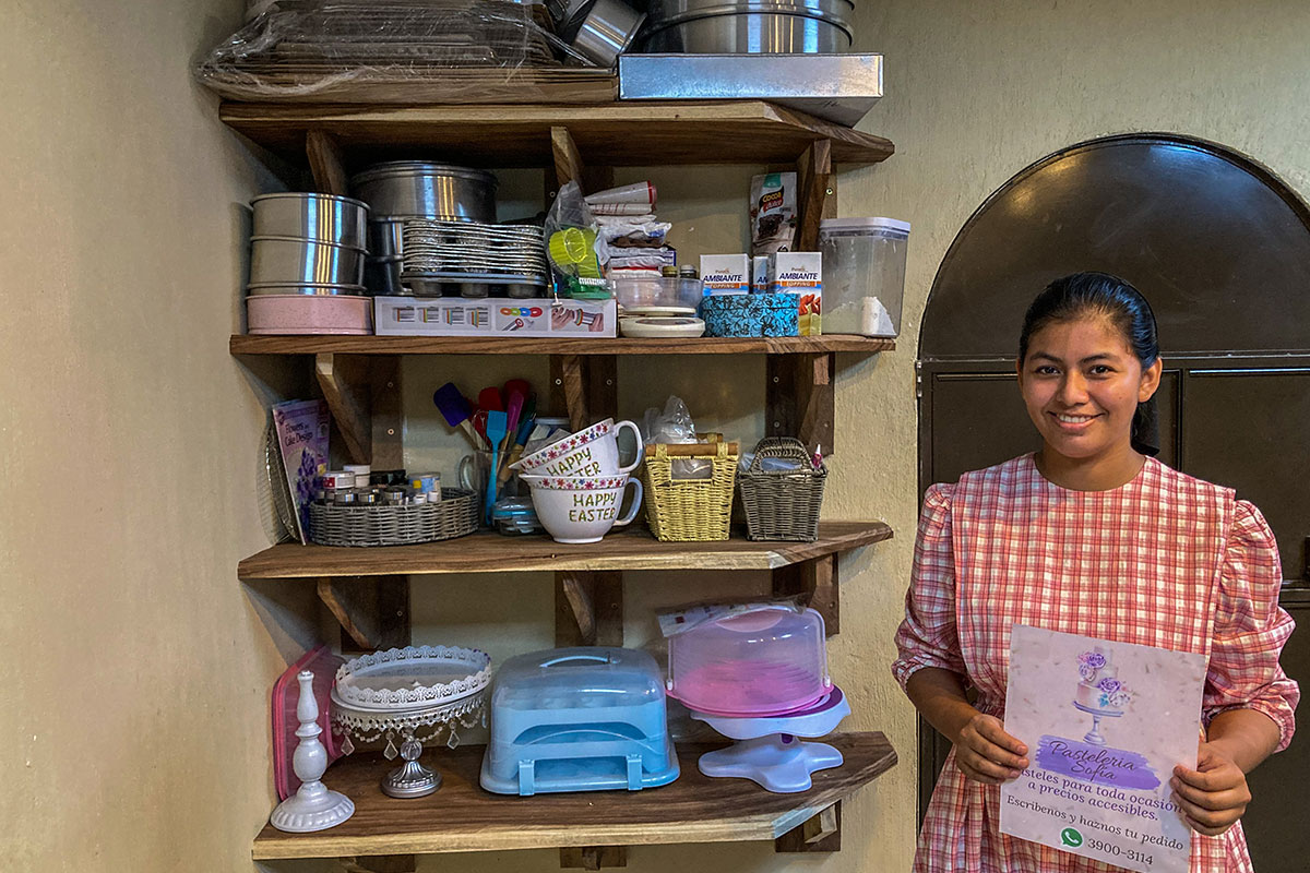 woman with supplies purchased for cake business