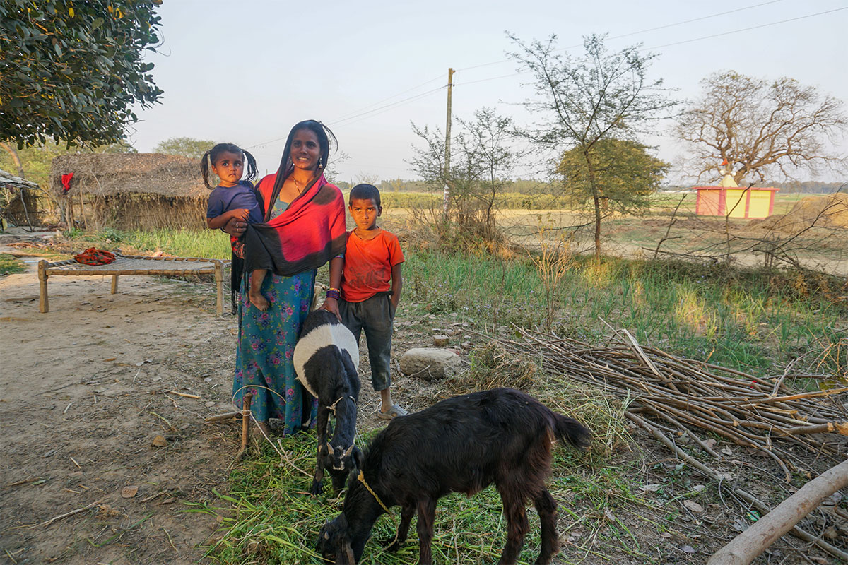 woman buying goat for her farm in Nepal